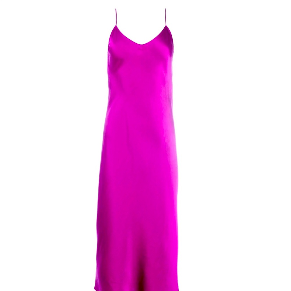 DANNIJO FUCHSIA MIDI SLIP DRESS XS
